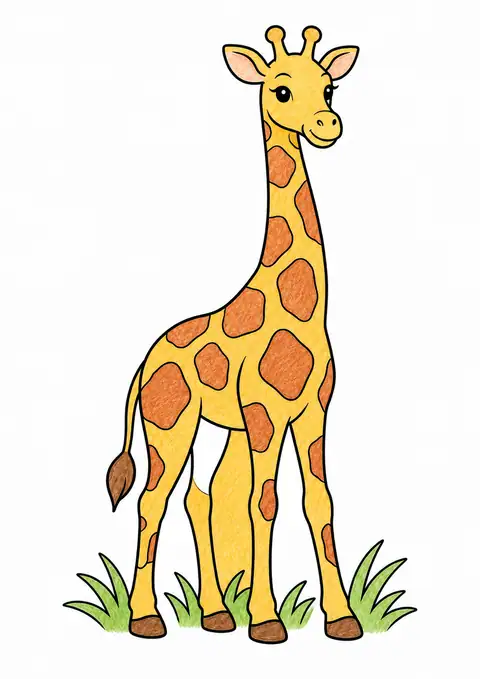 Giraffe Standing in Grass color example