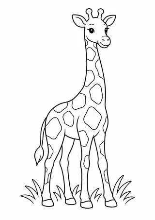 Giraffe Standing in Grass