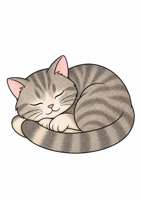 Curled Sleeping Cat color example