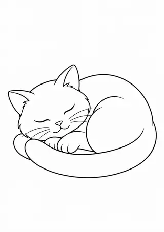 Curled Sleeping Cat