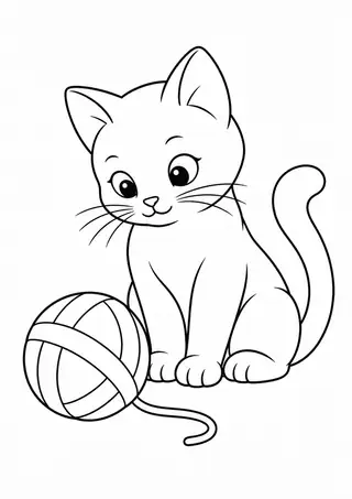 Kitten Watching a Yarn Ball