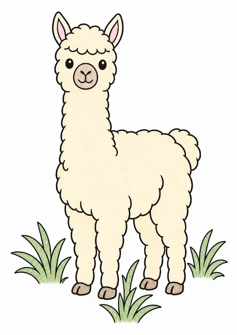 Alpaca among Meadow Grass color example