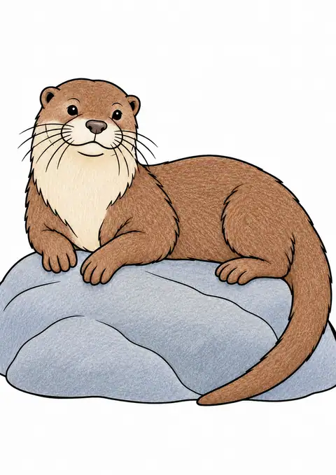 Otter Resting on a Rock color example