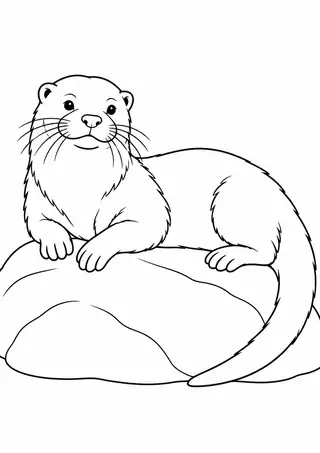 Otter Resting on a Rock