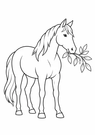 Horse Nibbling Leaves