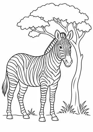 Zebra beside a Tree
