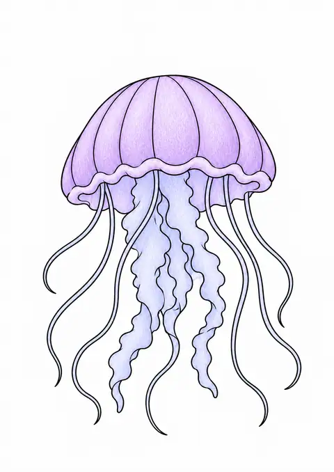 Jellyfish Floating in Water color example