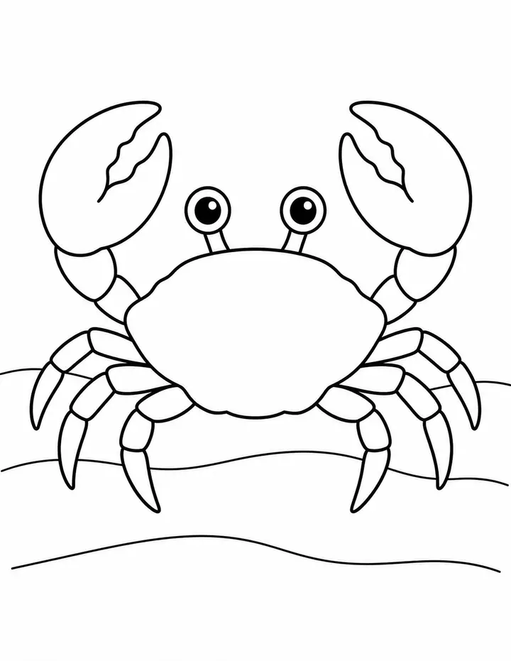 Crab on the Sandy Seabed line art