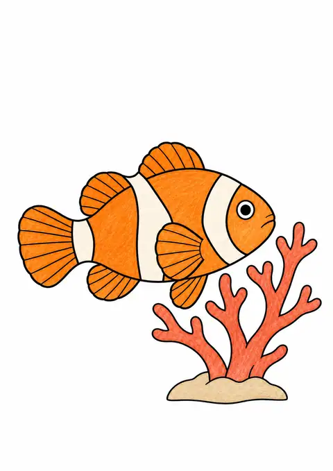 Clownfish beside Coral color example