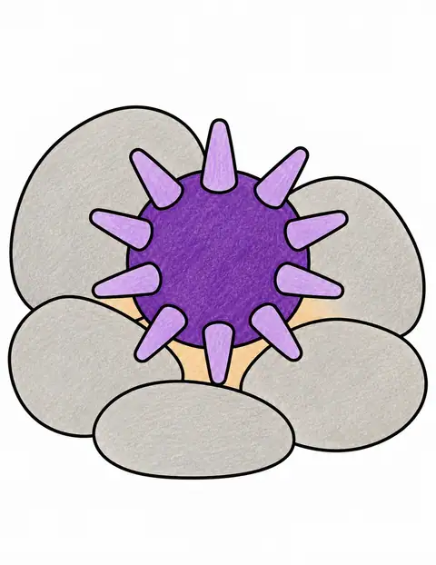 Sea Urchin on Pebbles color example