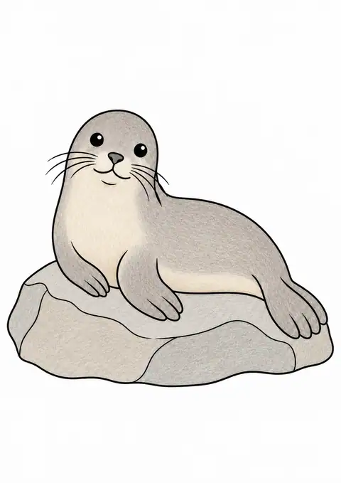 Seal Resting on a Rock color example