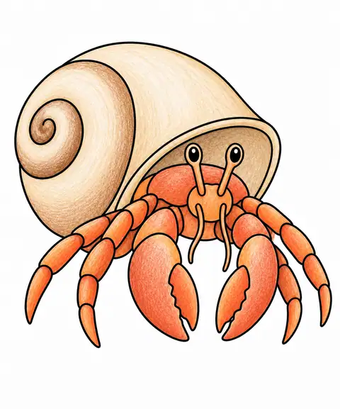 Hermit Crab Emerging from Its Shell color example