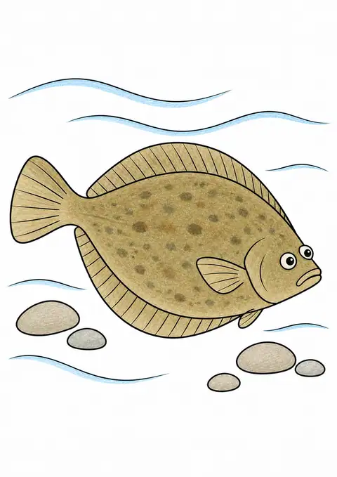 Flounder in Shallow Water color example