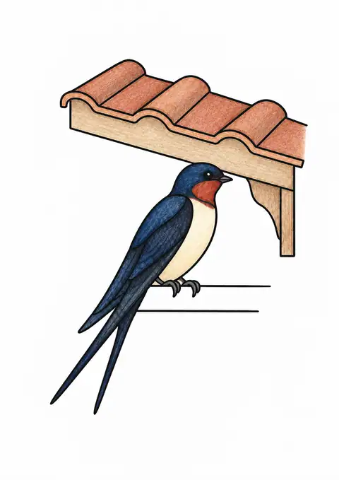 Swallow beneath the Eaves color example