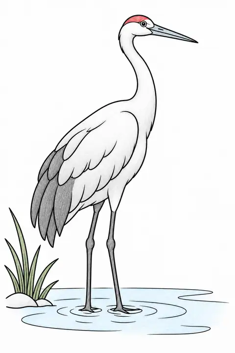 Crane at the Water's Edge color example