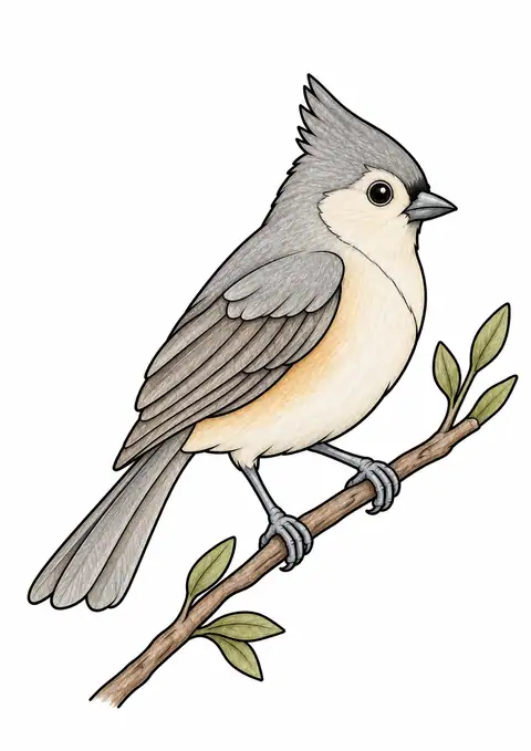 Titmouse on a Twig color example