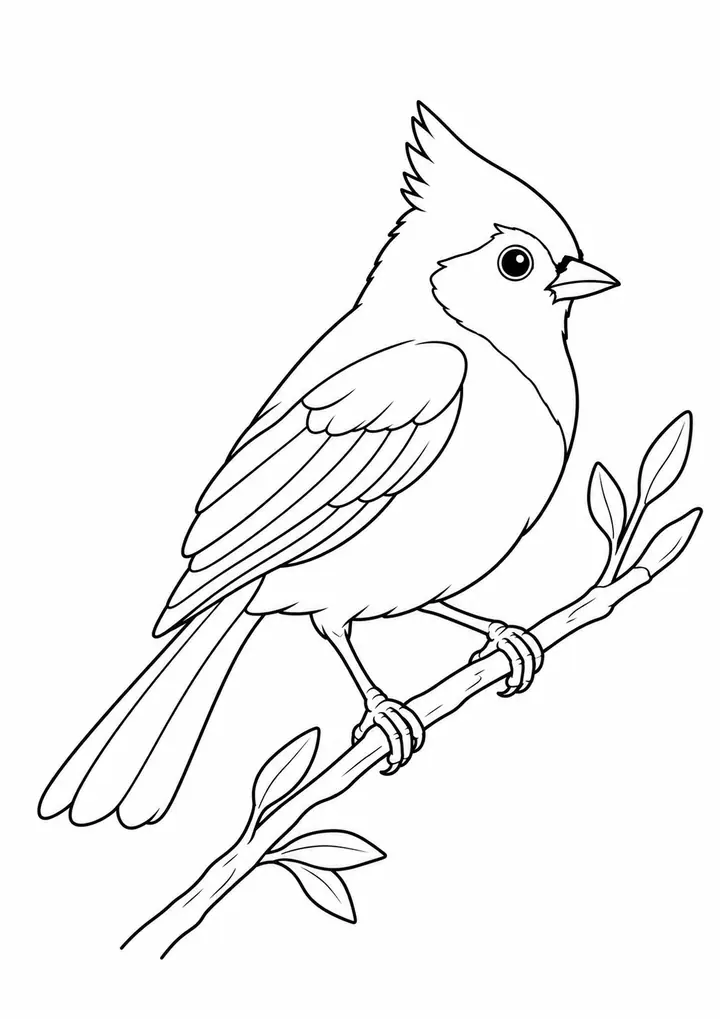 Titmouse on a Twig line art