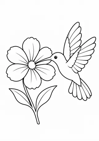 Hummingbird by a Flower