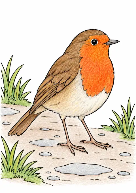 Robin on a Garden Path color example