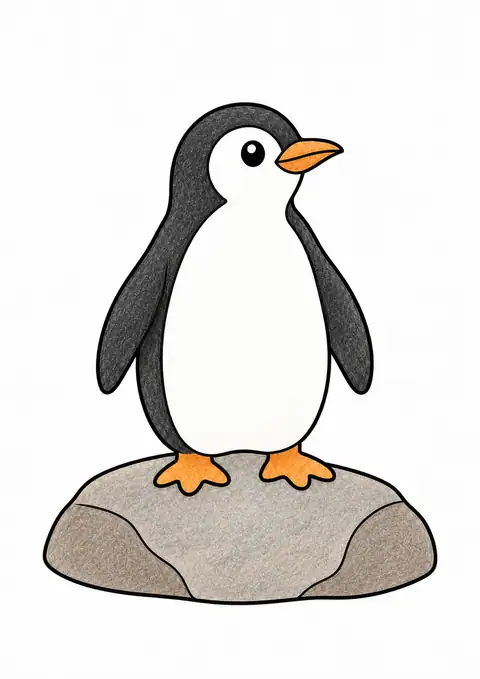 Penguin Standing on a Rock color example