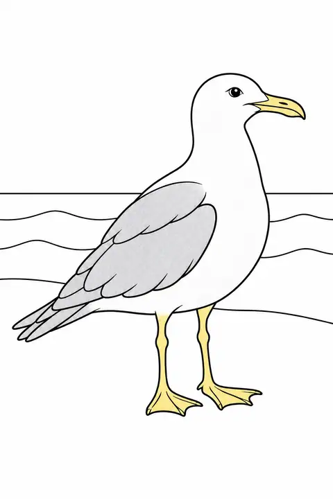 Seagull on the Beach color example