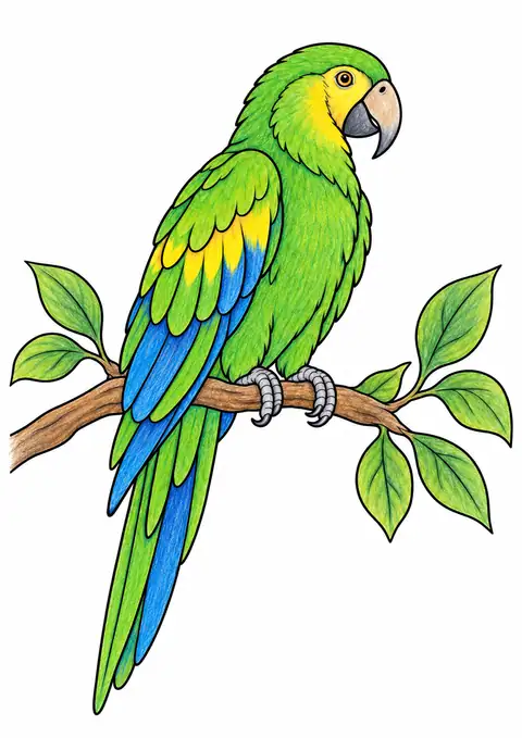 Parrot on a Branch color example