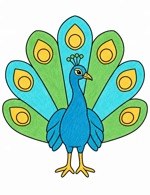 Peacock Spreading Its Tail color example