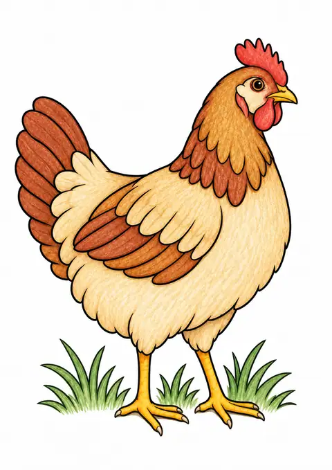 Hen in the Grass color example