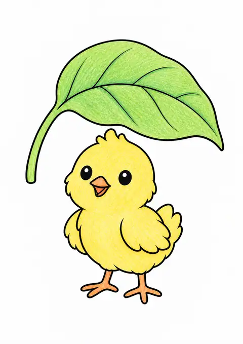 Chick beneath a Leaf color example