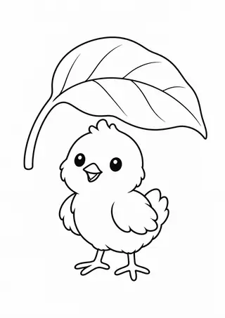 Chick beneath a Leaf