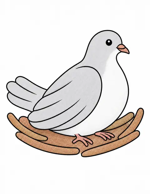 Dove Sitting in a Nest color example
