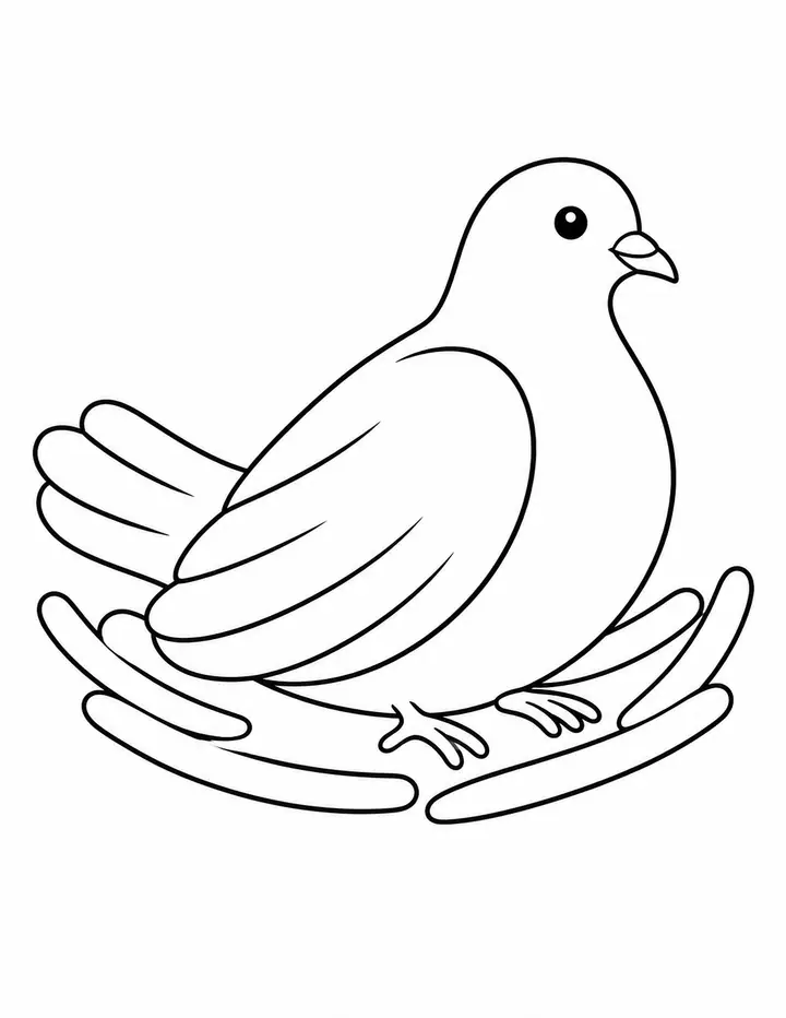 Dove Sitting in a Nest line art