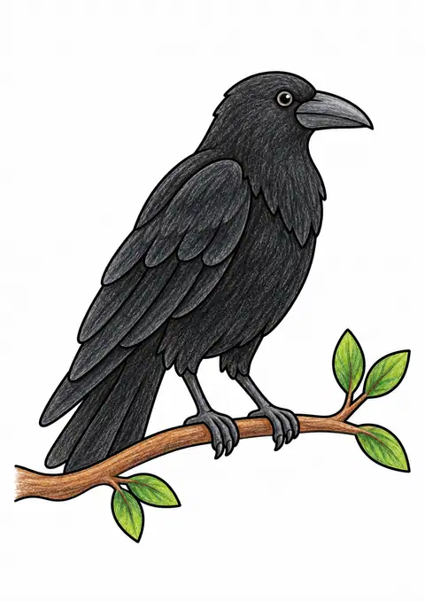 Crow on a Low Branch color example