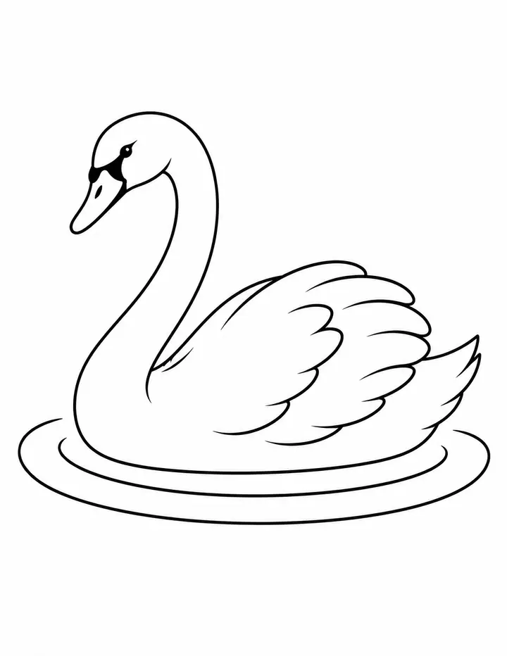 Swan at the Lake Edge line art