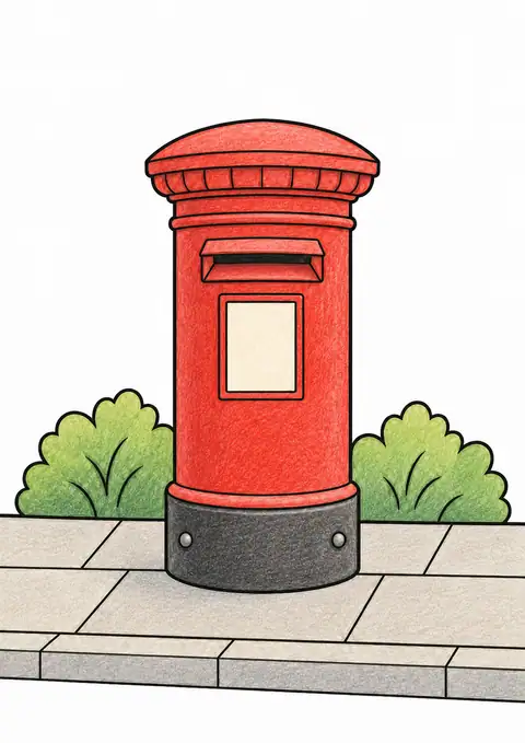 Post Box on a Sidewalk color example