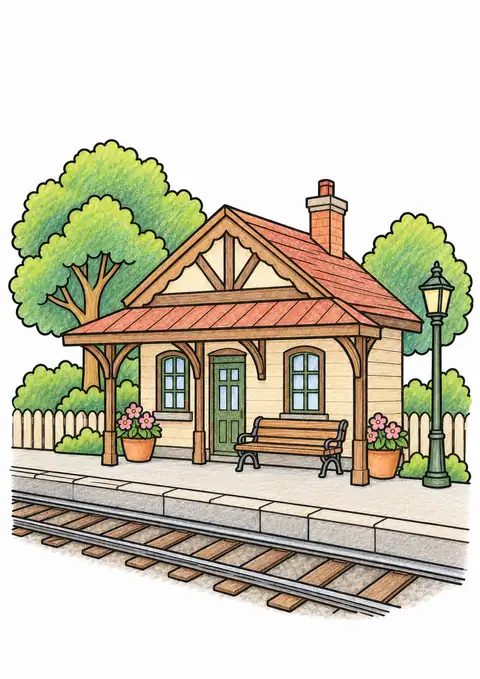 Small Railway Station Building color example