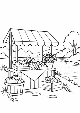 Market Stall beside a River