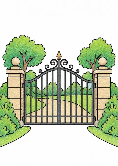 Gate at a City Park color example