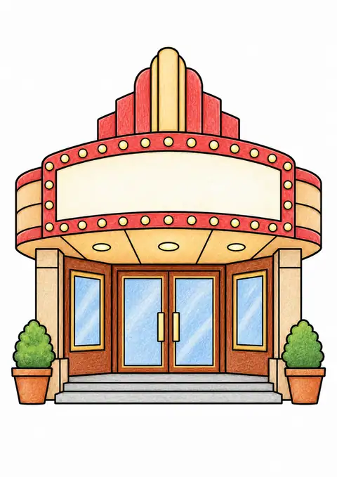 Cinema Entrance with Plain Marquee color example