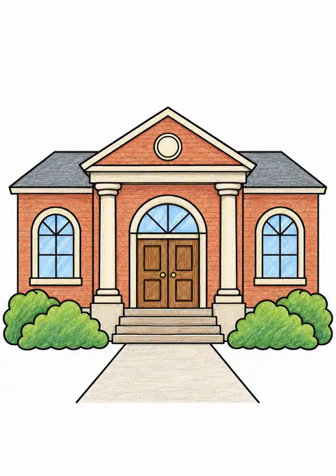 Town Library Building color example