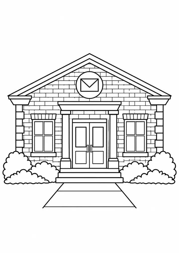 Brick Post Office line art