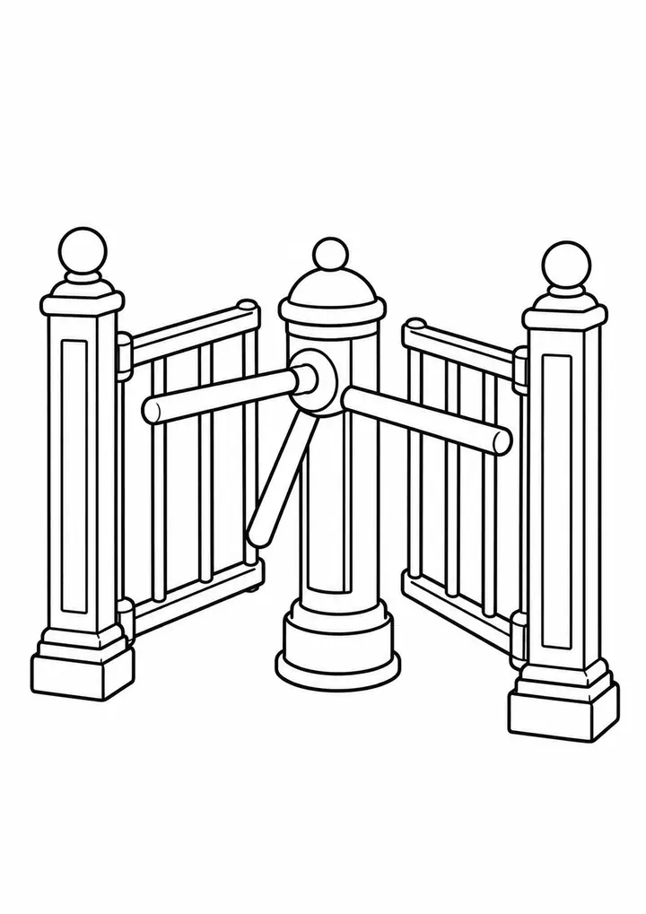 Old Station Ticket Gate line art
