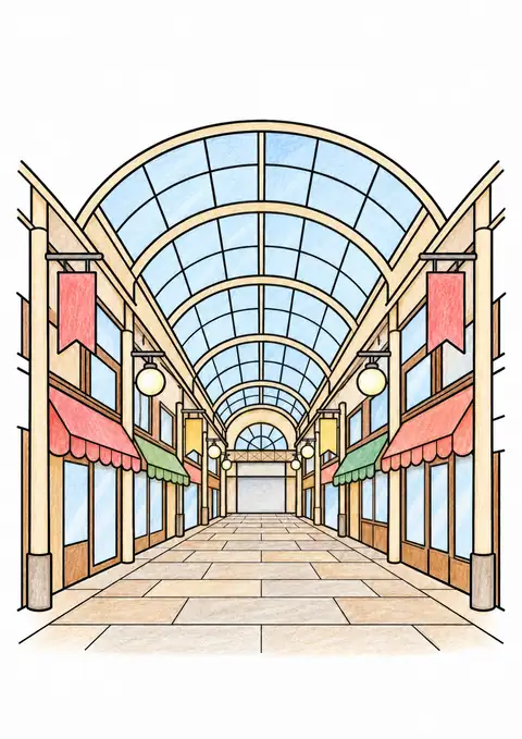 Covered Shopping Street color example