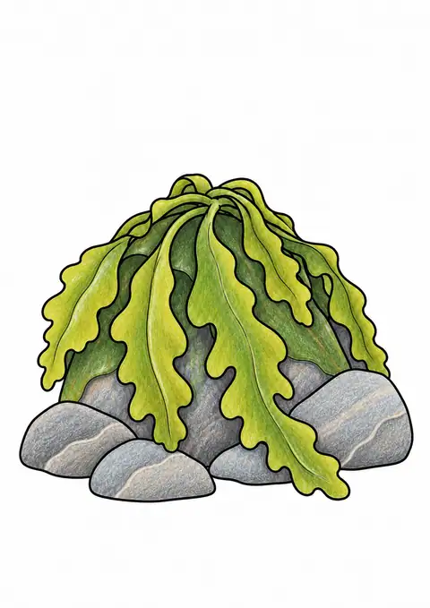 Seaweed on Coastal Rocks color example