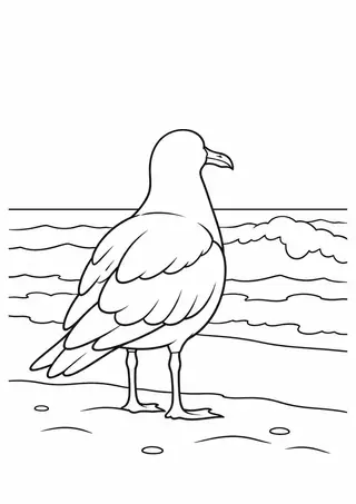 Seagull Facing the Waves