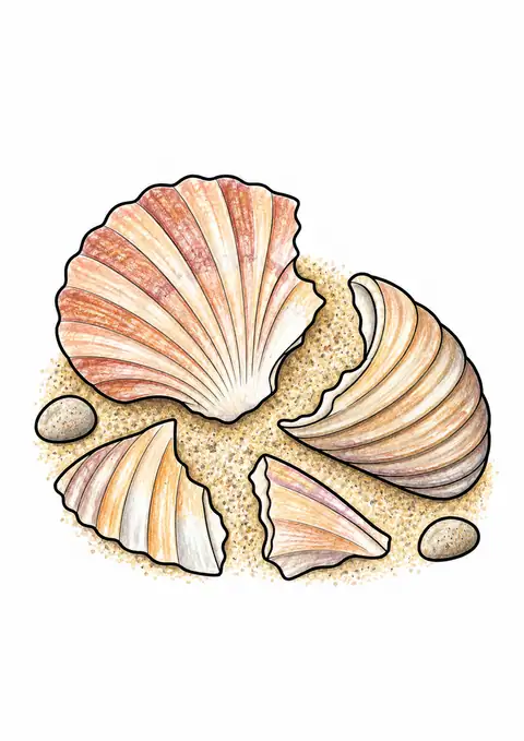 Seashell Fragments on Sand color example
