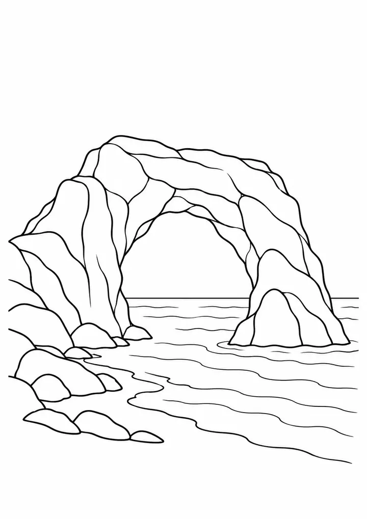 Rock Arch on a Coast line art