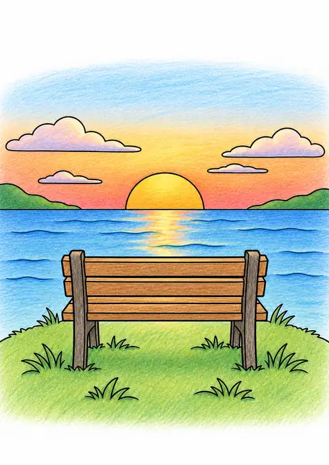Bench Facing the Horizon color example