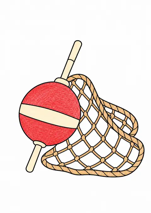 Fishing Float beside a Net color example
