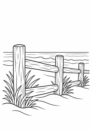 Wooden Fence along the Beach